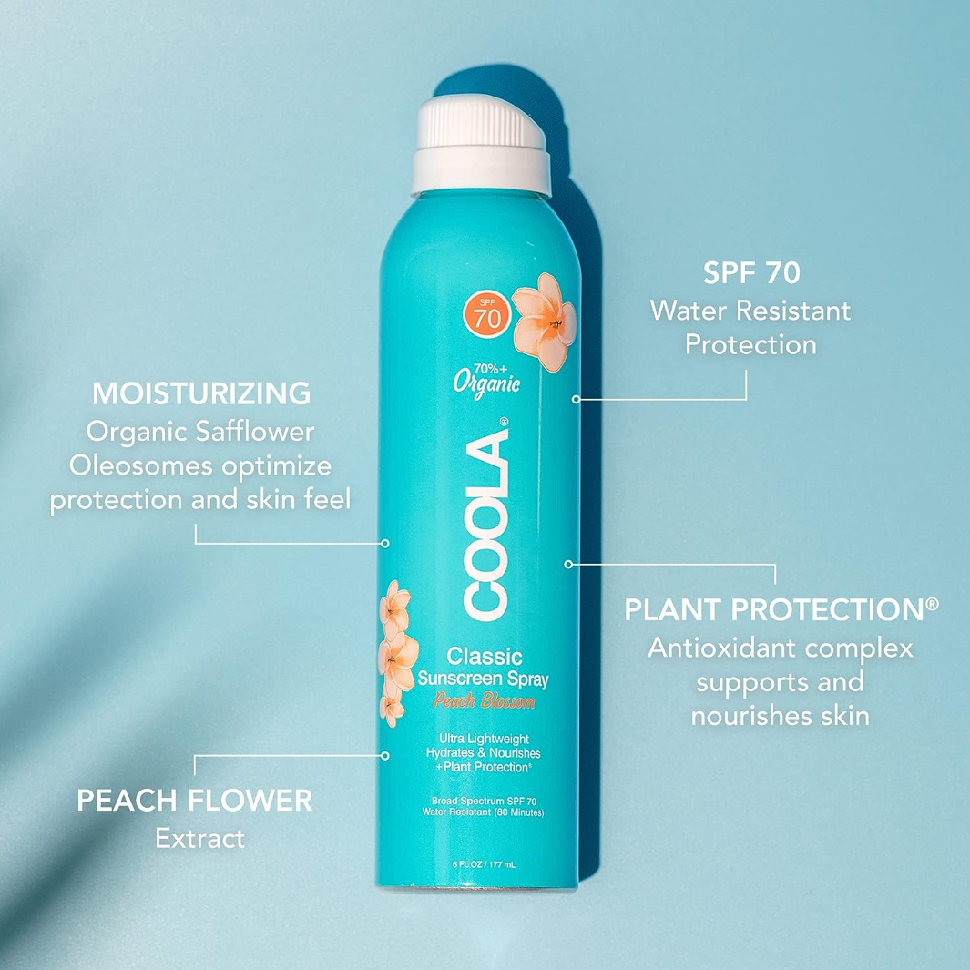 COOLA Classic Body Organic Sunscreen Spray SPF 70 - Peach Blossom quick facts