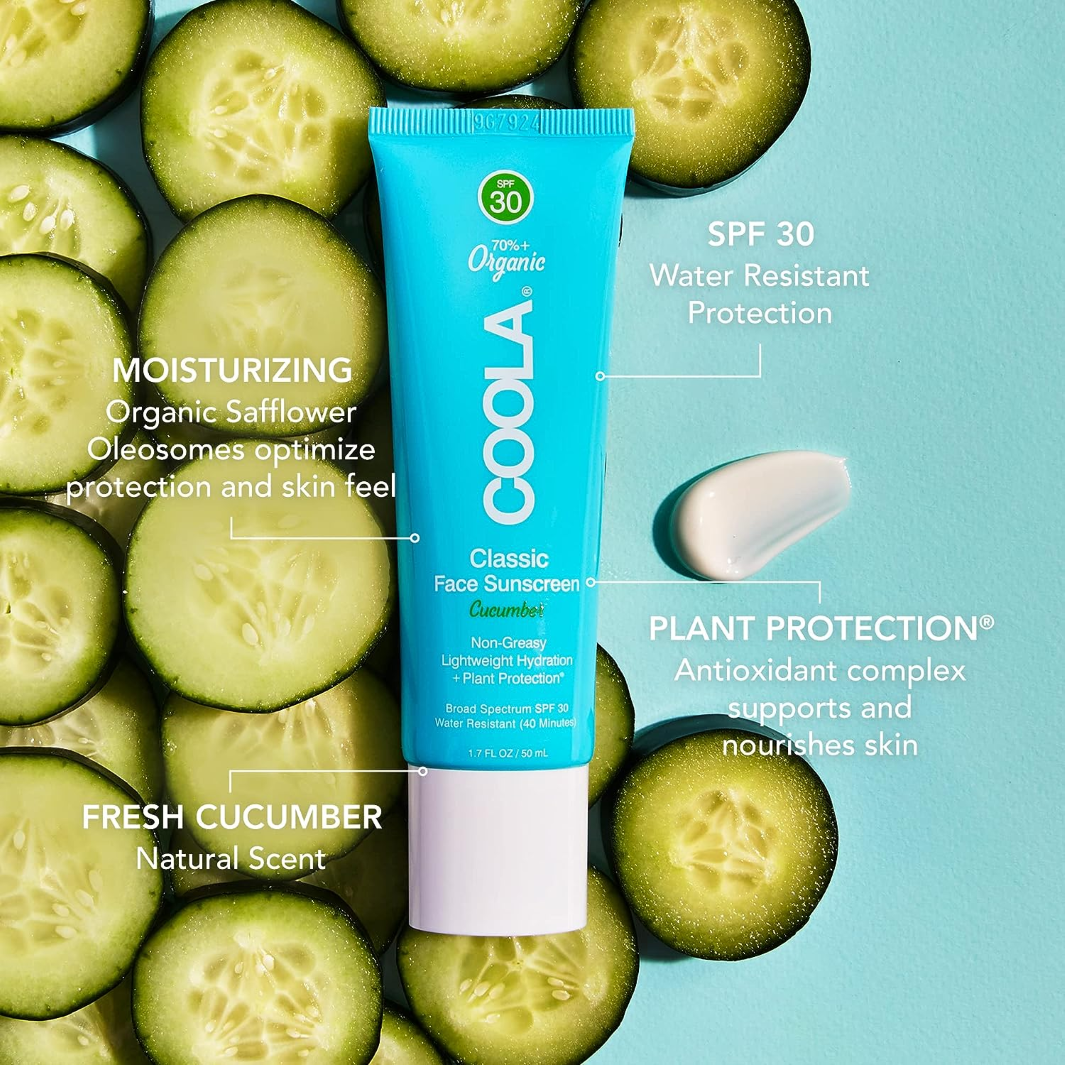 COOLA Classic Face Organic Sunscreen Lotion SPF 30 - Cucumber quick facts