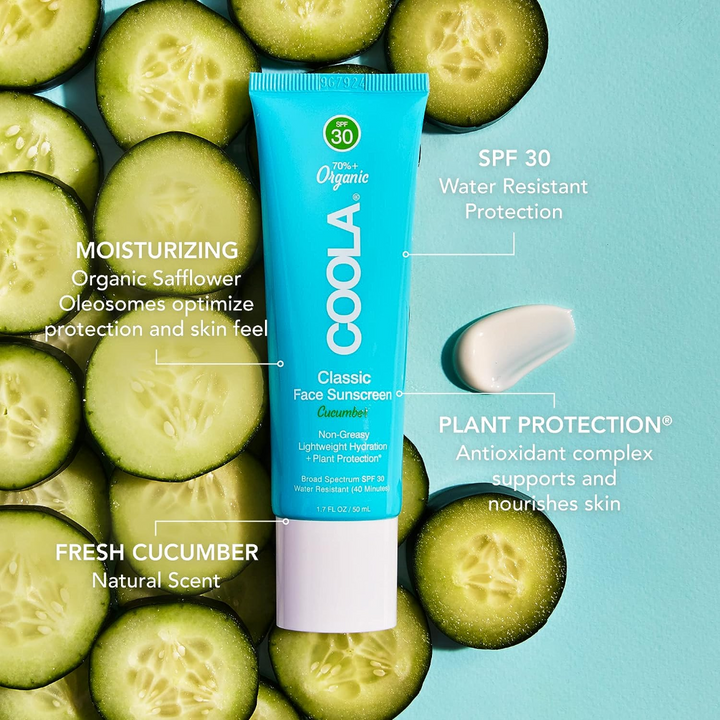 COOLA Classic Face Organic Sunscreen Lotion SPF 30 - Cucumber quick facts