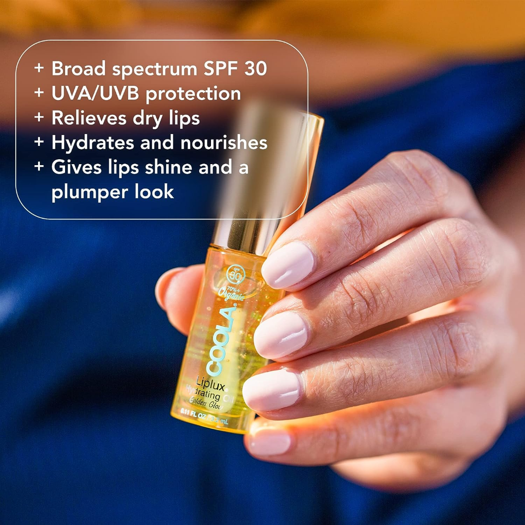 COOLA Classic Liplux Organic Hydrating Lip Oil Sunscreen SPF 30 quick facts