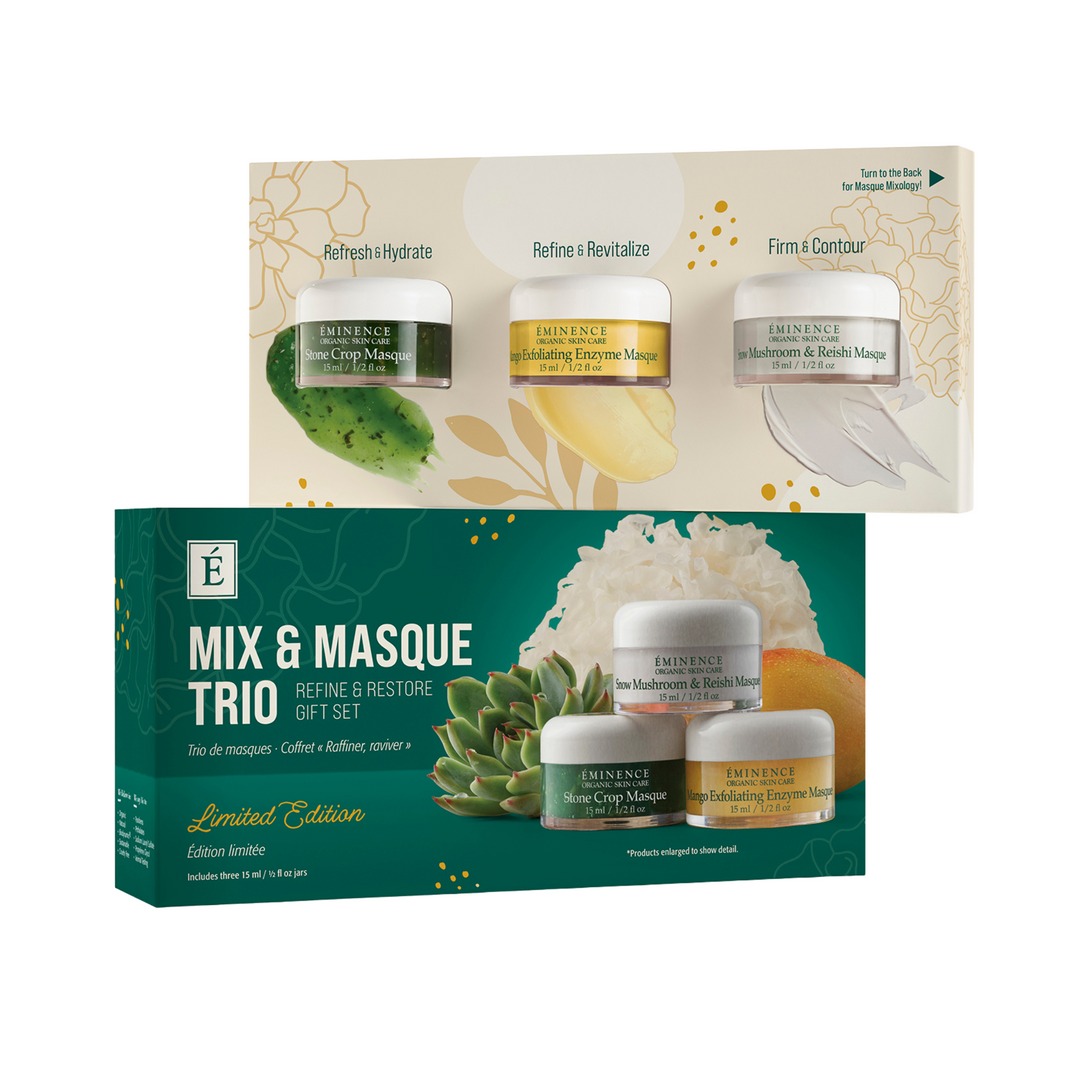 Eminence Organics Mix & Masque Trio: Refine & Restore Gift Set - Limited Edition stacked on a white background