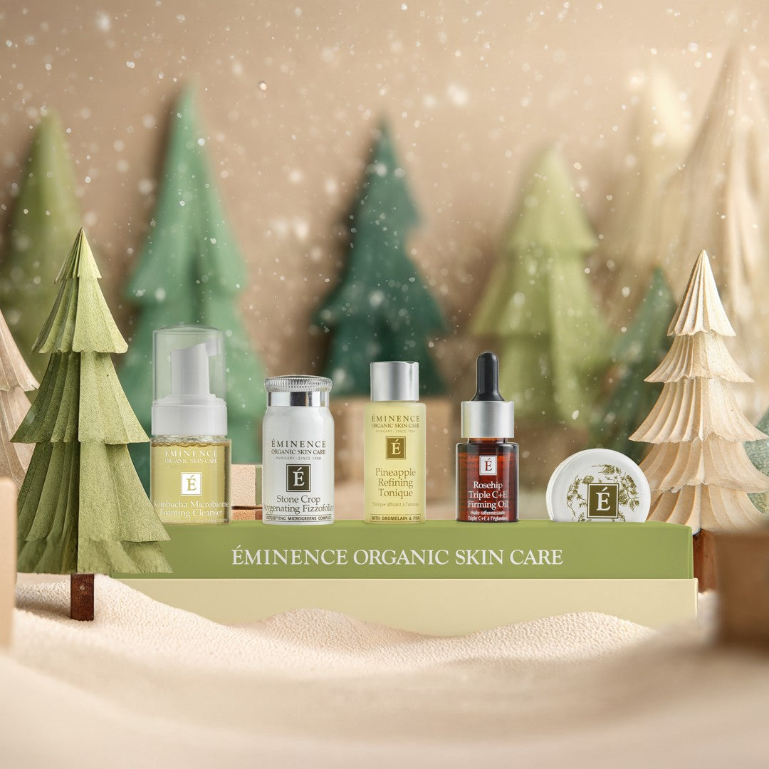 Eminence Organics Radiance Renewal Gift Set - Limited Edition holiday themed with snow and trees
