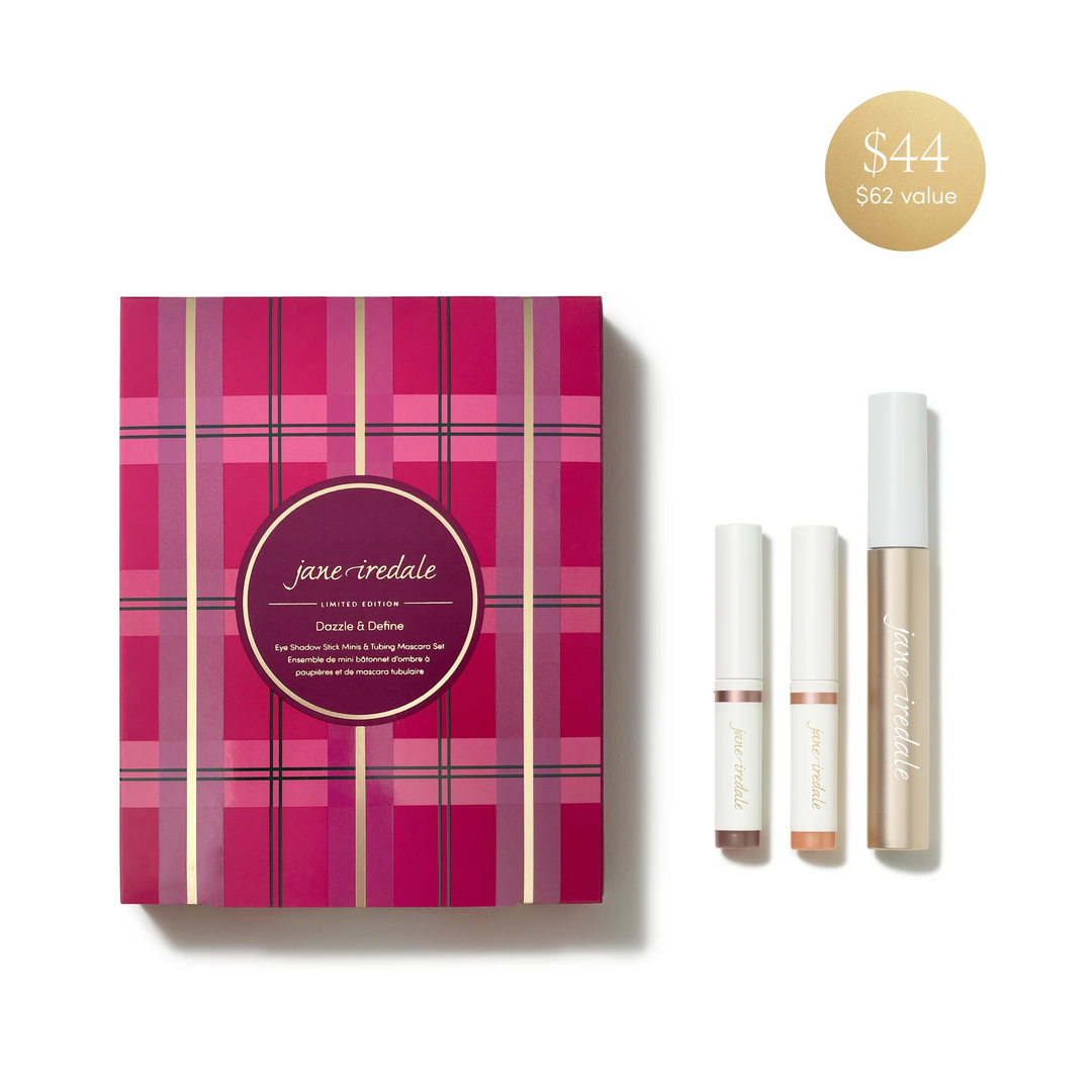 Jane Iredale Dazzle & Define Eye Shadow Stick Mini & Tubing Mascara Set - Limited Edition on a white background