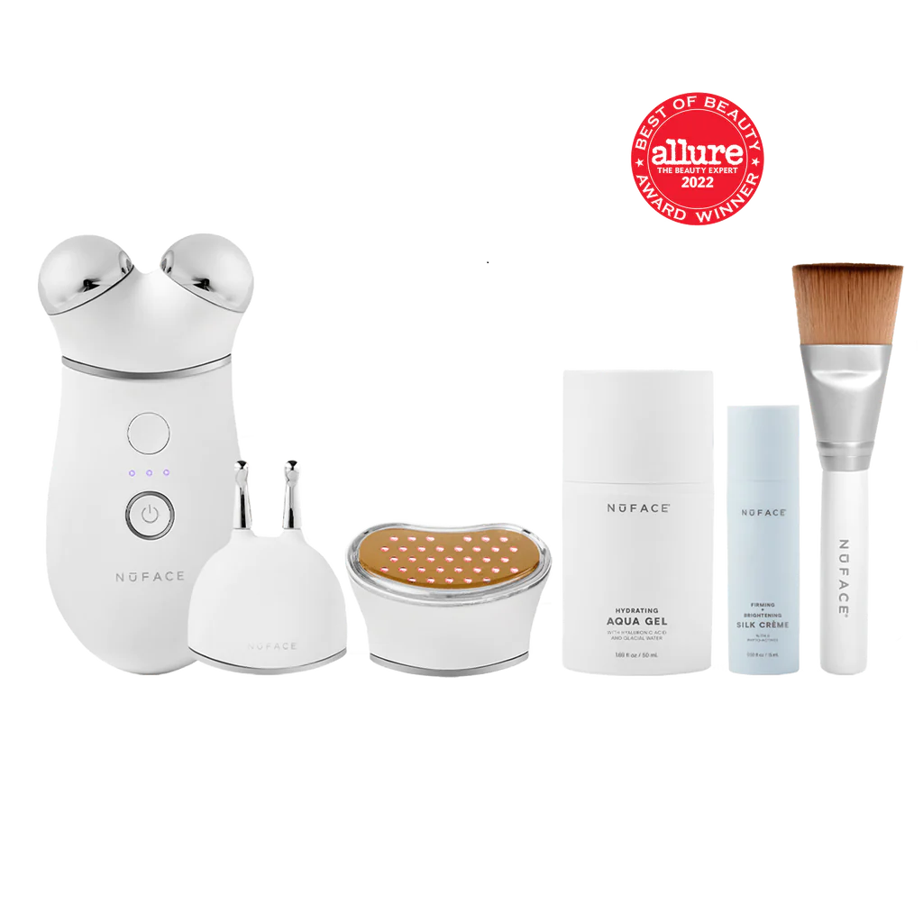 NuFACE TRINITY+ Complete Set with Wrinkle Reducer and Effective Lip & Eye Attachment