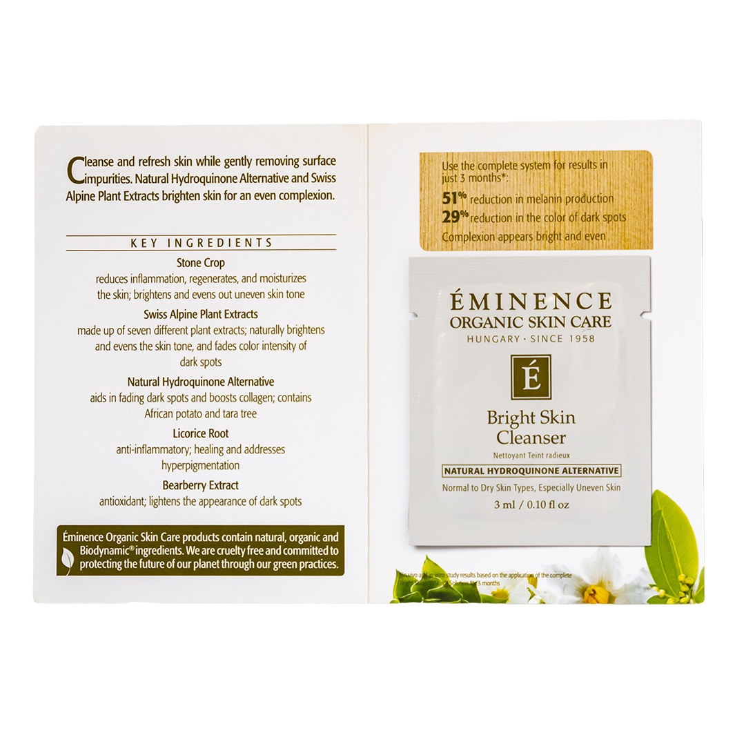 eminence organics bright skin cleanser sample