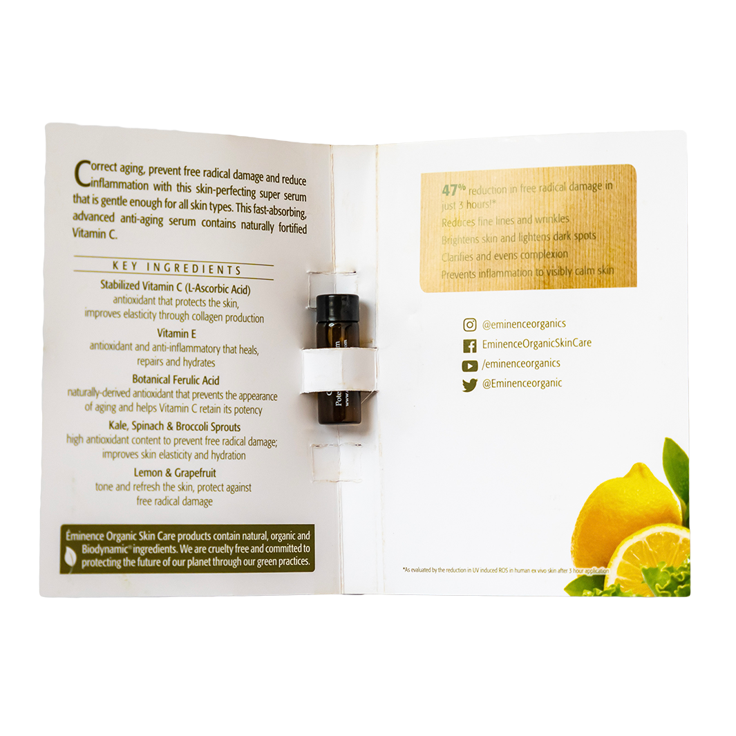 eminence organics citrus and kale potent c e serum sample