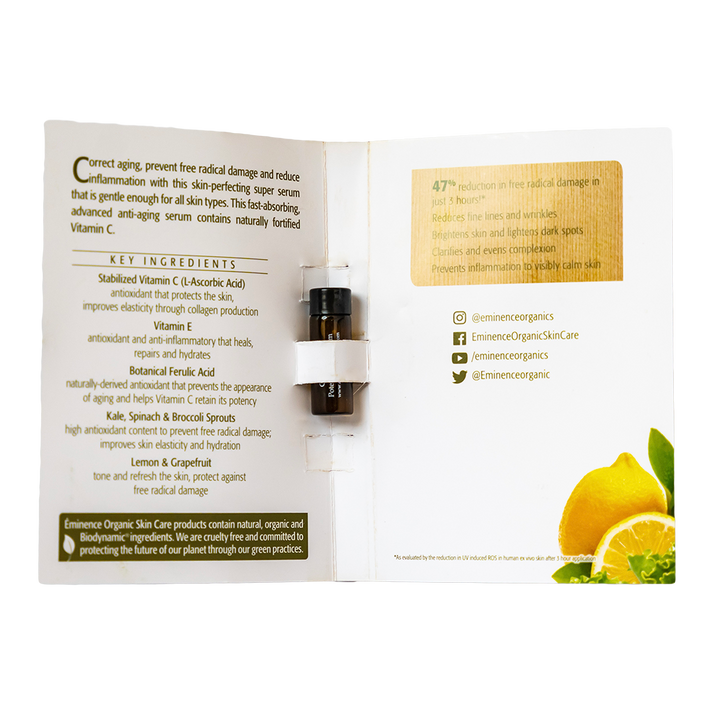 eminence organics citrus and kale potent c e serum sample