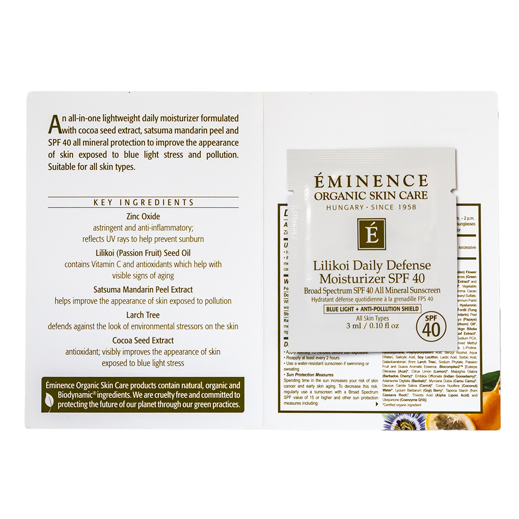 eminence organics lilikoi daily defense moisturizer spf 40 sample