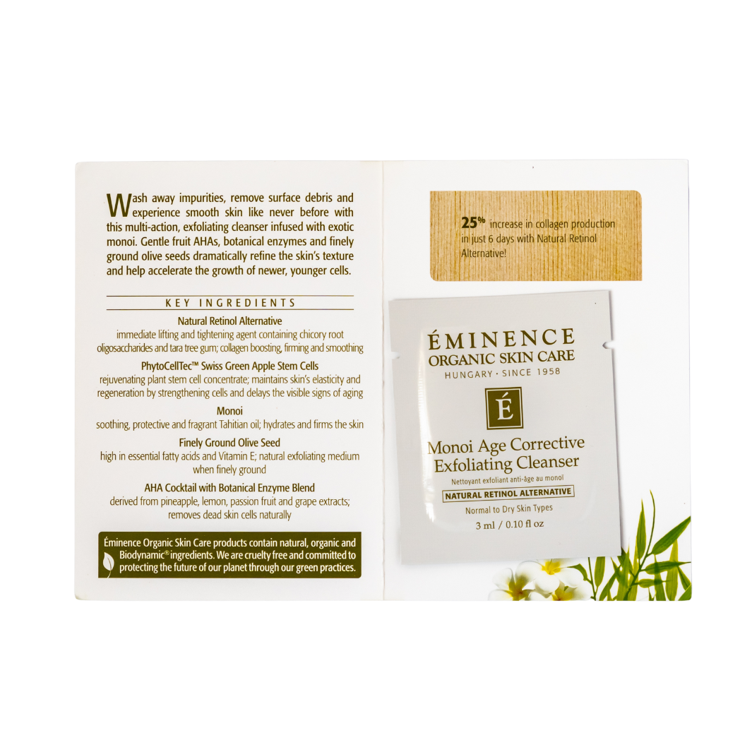 eminence organics monoi age corrective exfoliating cleanser sample