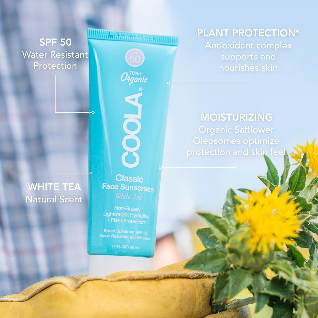 COOLA Classic Face Organic Sunscreen Lotion SPF 50 quick facts