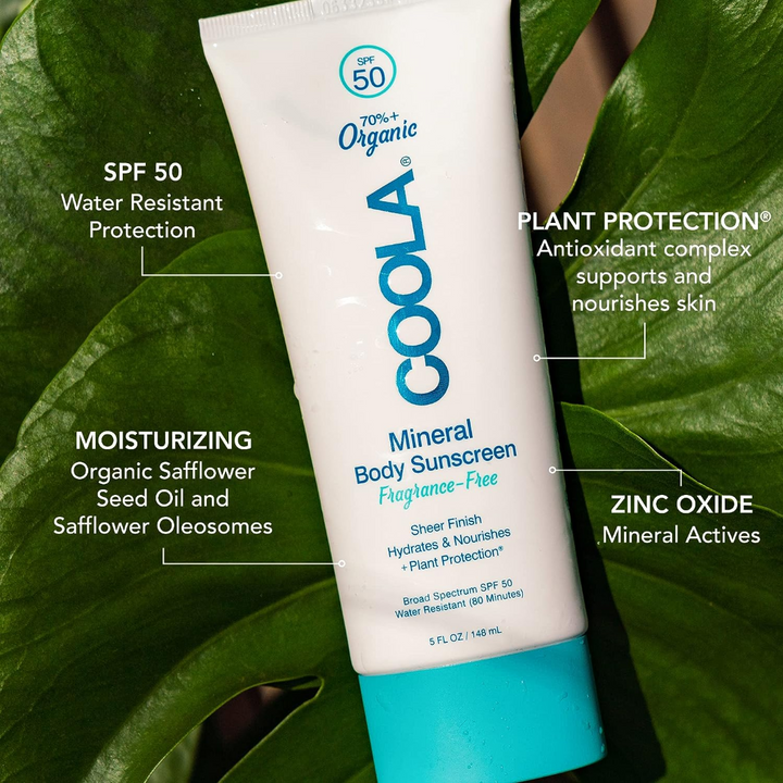 COOLA  Mineral Body Organic Sunscreen Lotion SPF 50 - Fragrance Free ingredients