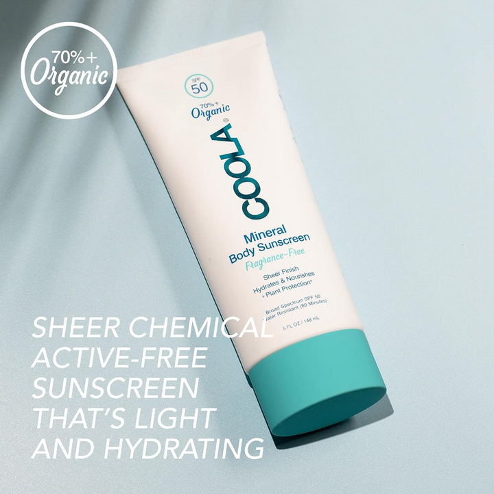 COOLA  Mineral Body Organic Sunscreen Lotion SPF 50 - Fragrance Free chemical free