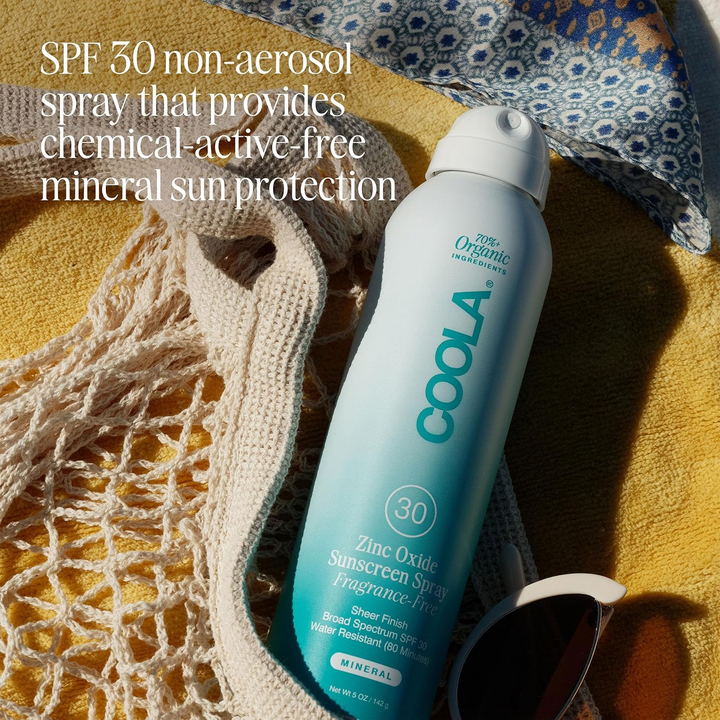 COOLA Mineral Body Organic Sunscreen Spray SPF 30 Fragrance Free lifetsyle