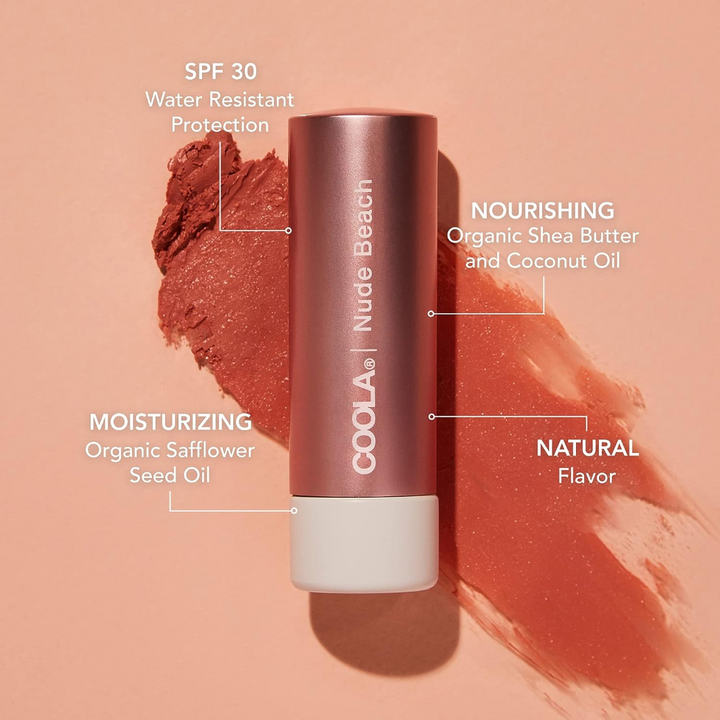 COOLA Mineral Liplux Organic Tinted Lip Balm Sunscreen SPF 30 nude beach ingredients