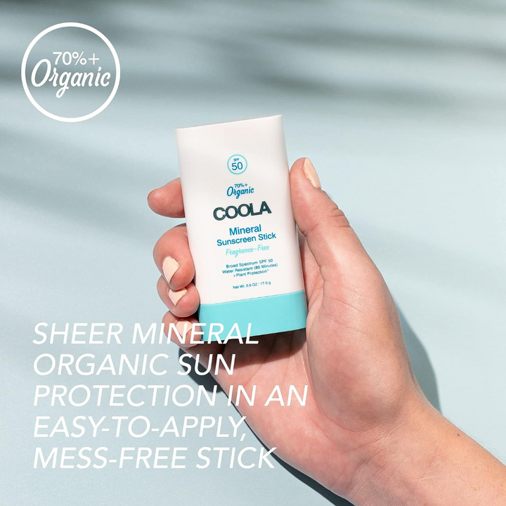 COOLA Mineral Organic Sunscreen Stick SPF 50 - Fragrance Free summary
