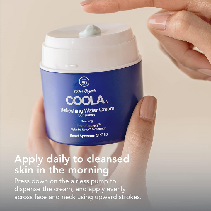 COOLA Refreshing Water Cream Organic Face Sunscreen SPF 50 application