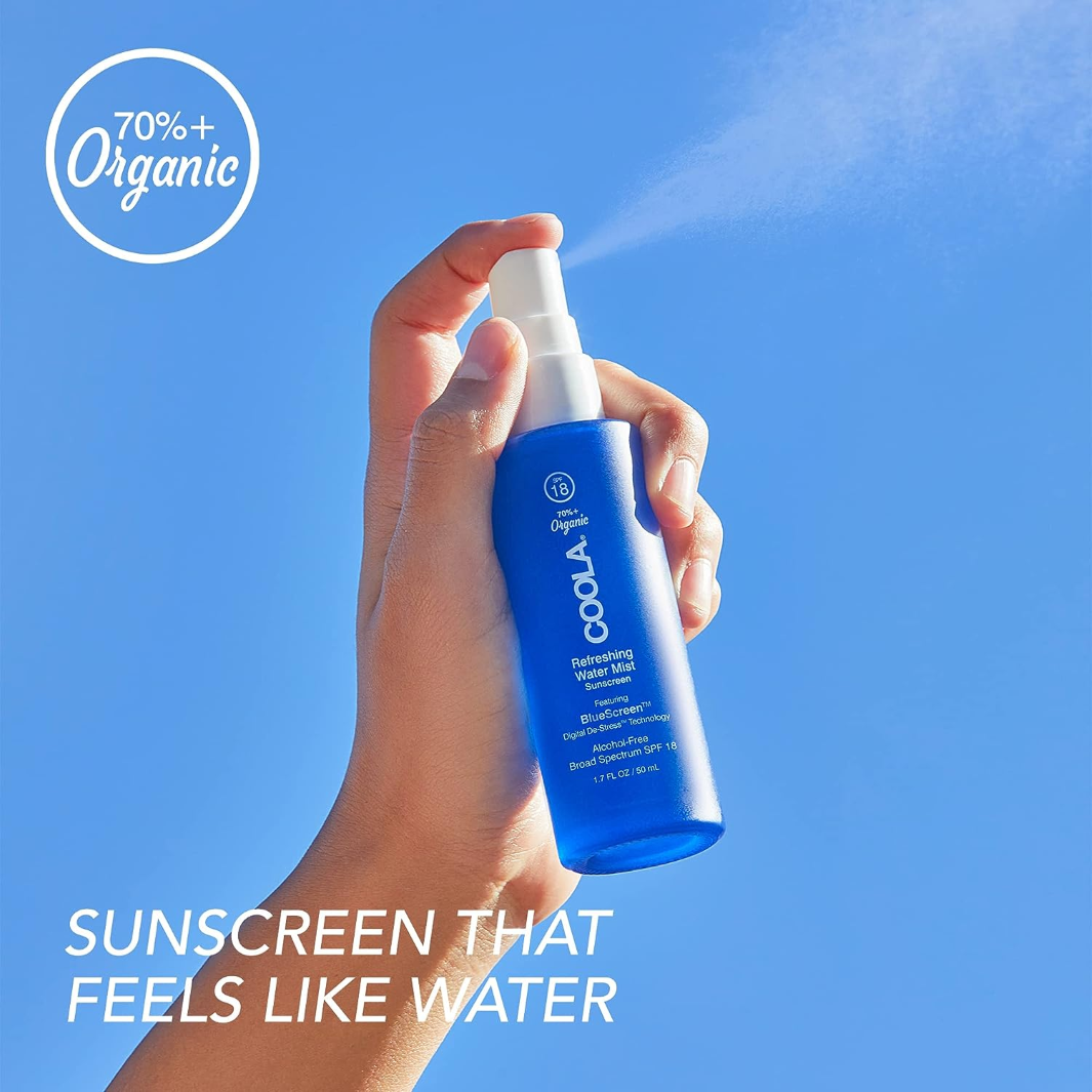 COOLA Refreshing Water Mist Organic Face Sunscreen SPF 18 feels like water