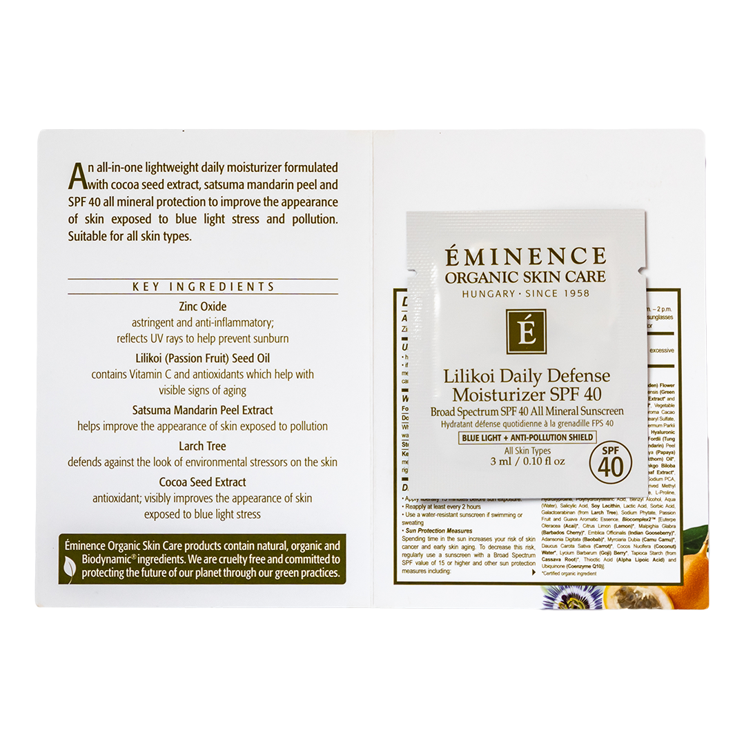 Eminence Organics Lilikoi Daily Defense Moisturizer SPF 40 sample size