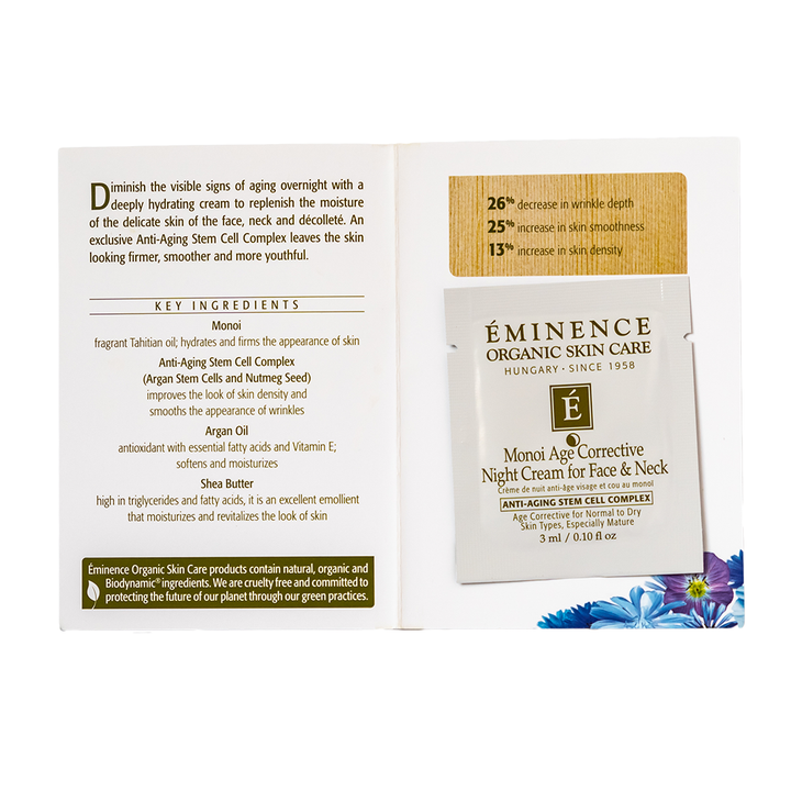 Eminence Organics Monoi Age Corrective Night Cream for Face &amp; Neck sample size
