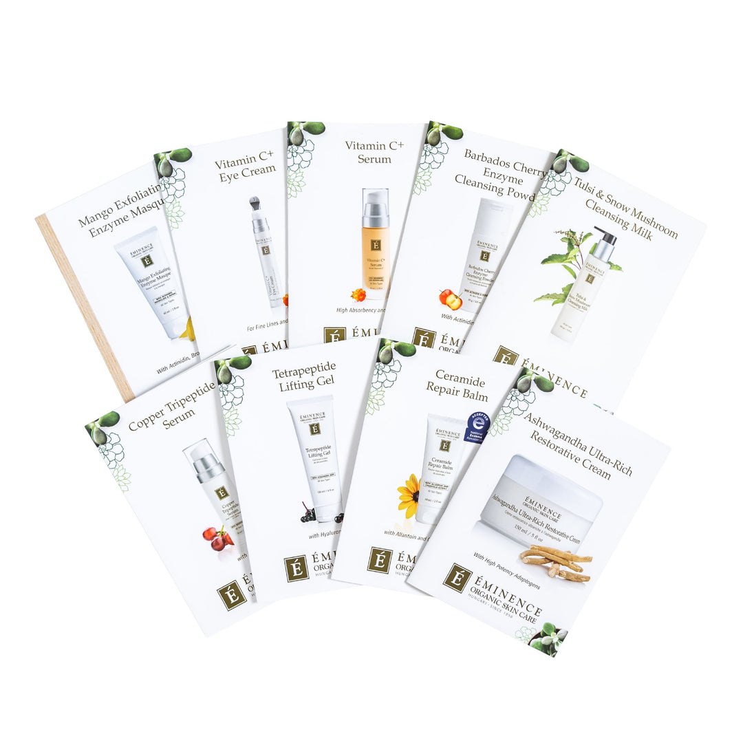Eminence Organics New Products Sample Set on a white background