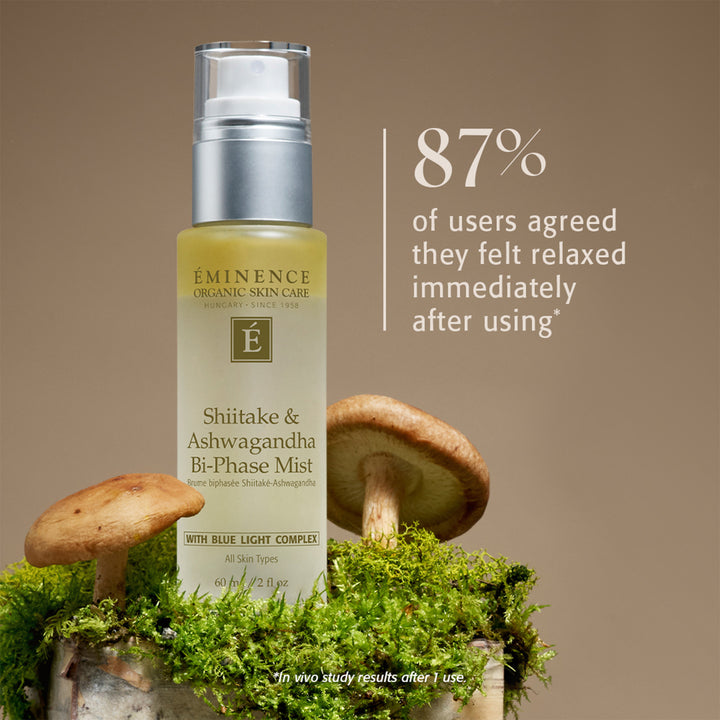 Eminence Organics Shiitake & Ashwagandha Bi-Phase Mist with clinical results