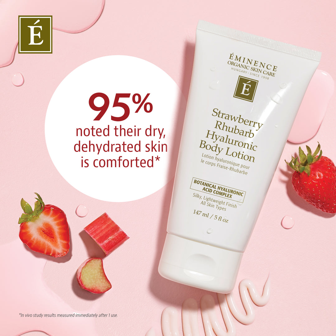 Eminence Organics Strawberry Rhubarb Hyaluronic Body Lotion clinical results 