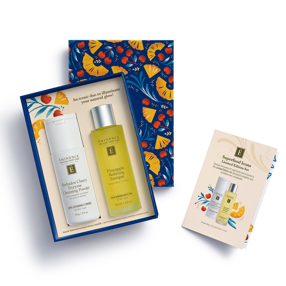 Eminence Organics Superfood Icons Limited Edition Set opened showing the products inside