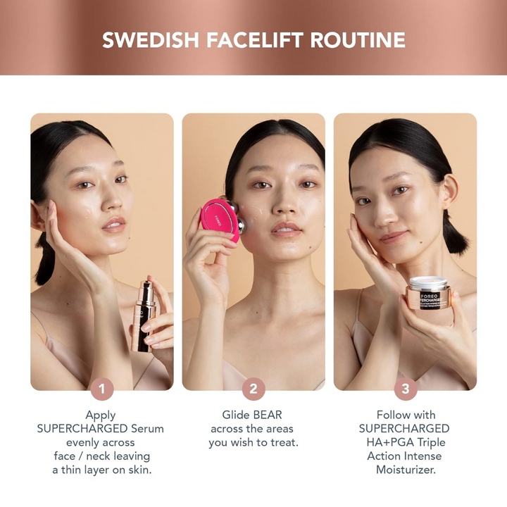 FOREO SUPERCHARGED Serum 2.0 swedish skin care routine
