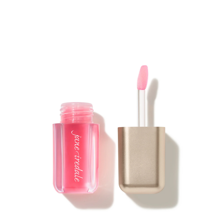 Jane Iredale Just Kissed pH Lip Oil open with applicator tip and bottle next to each other.