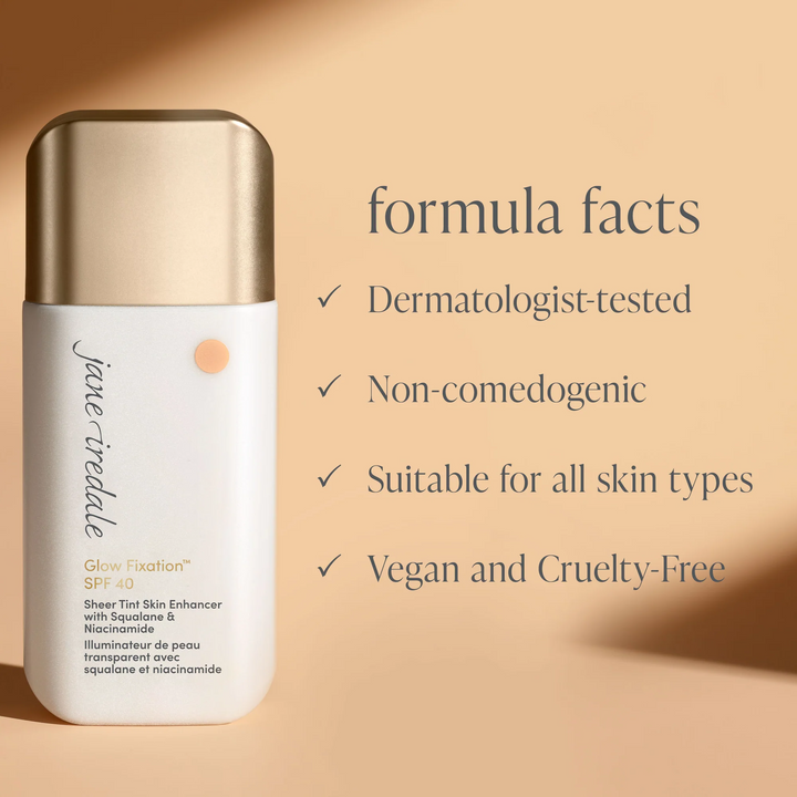 Jane Iredale Glow Fixation SPF 40 Sheer Tint Skin Enhancer with Squalane &amp; Niacinamide