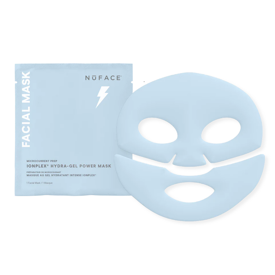NuFACE Hydra-Gel Power Mask with packaging on a white background