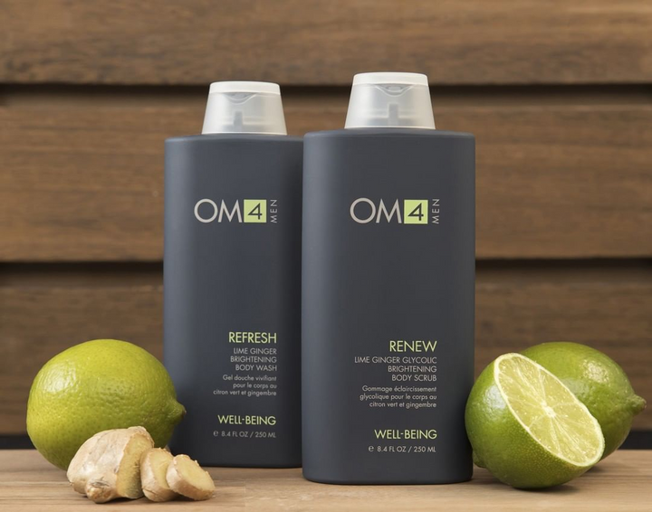 Organic Male OM4 Renew: Lime Ginger Glycolic Brightening Body Scrub