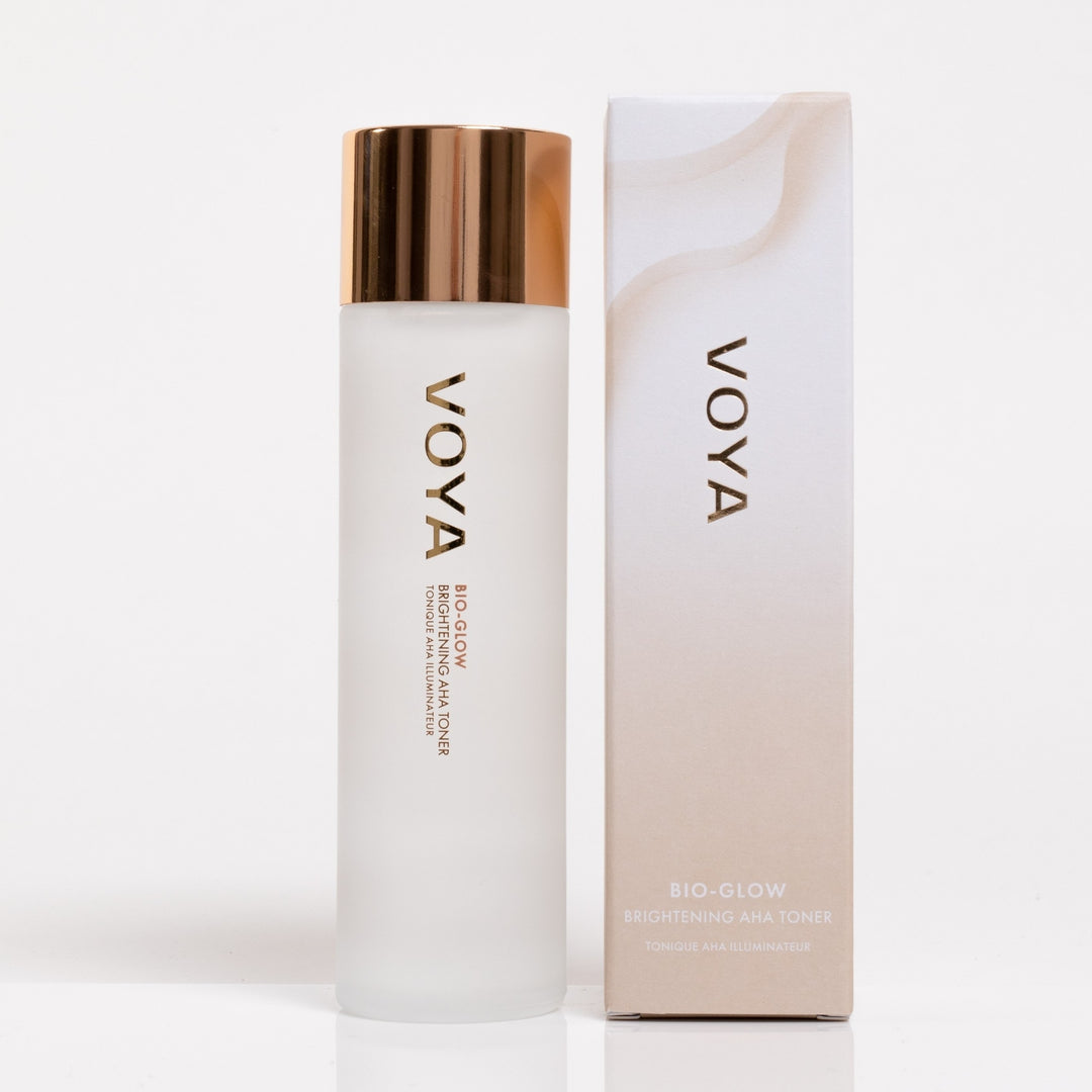 VOYA Bio Glow: Brightening AHA Toner with box on a white background