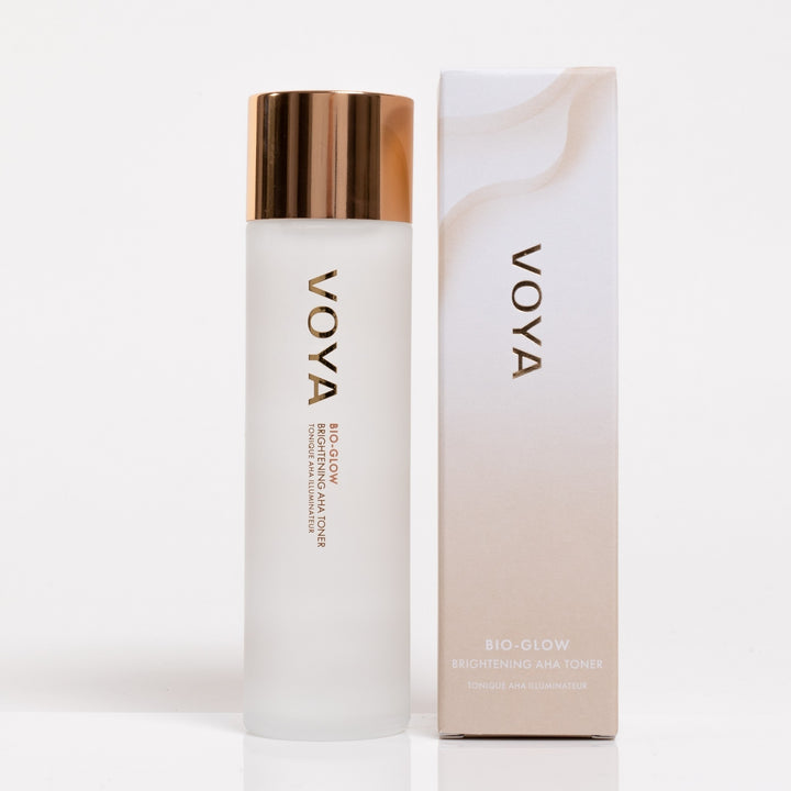 VOYA Bio Glow: Brightening AHA Toner with box on a white background
