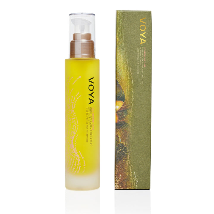 VOYA Nourishing Care - Stretch Mark Minimising Body Oil with box on a white background