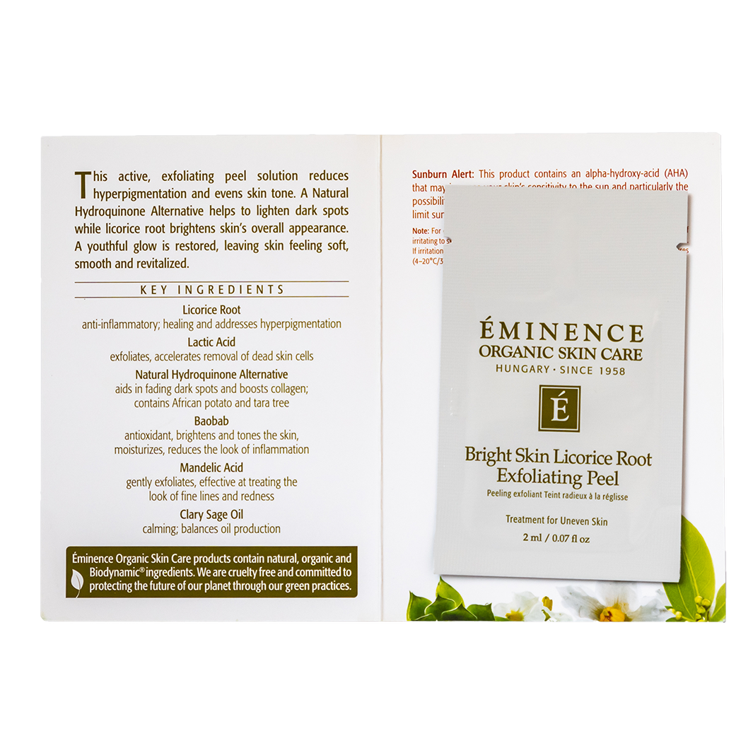 eminence organics bright skin licorice root exfoliating peel sample