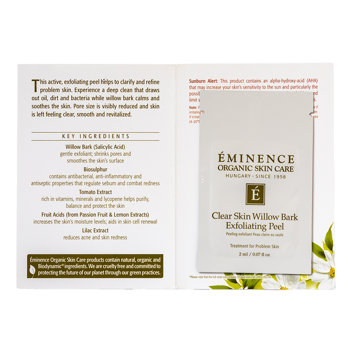eminence organics clear skin willow bark exfoliating peel sample