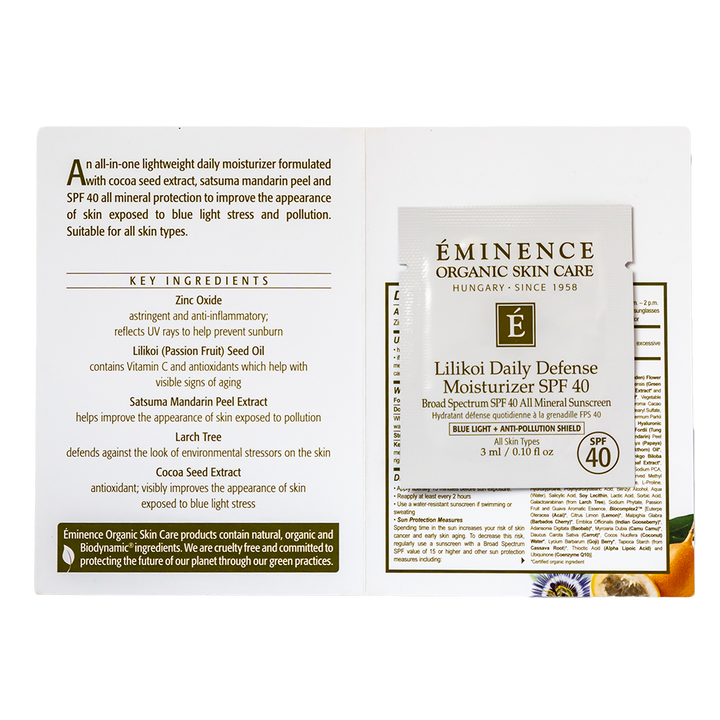 eminence organics lilikoi daily defense moisturizer spf 40 sample