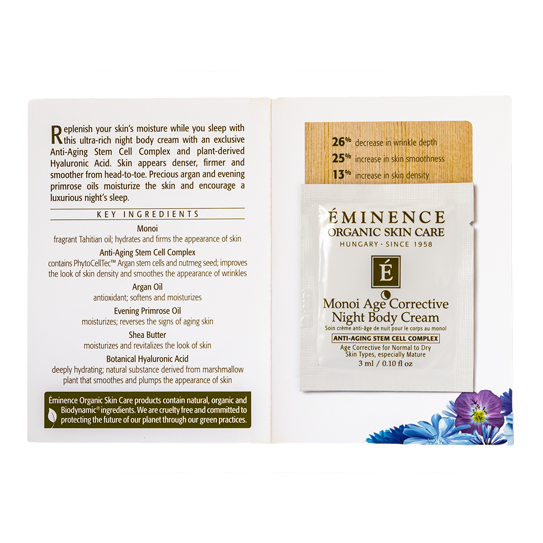 eminence organics monoi age corrective night body cream sample
