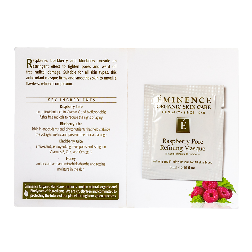 eminence organics raspberry pore refining masque sample