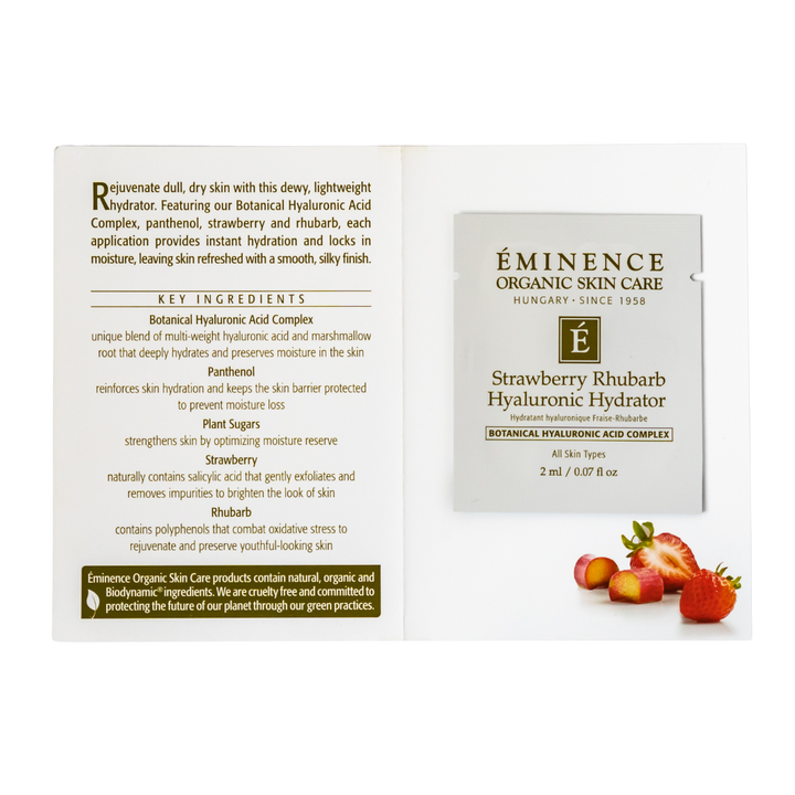 eminence organics strawberry rhubarb hyaluronic hydrator sample
